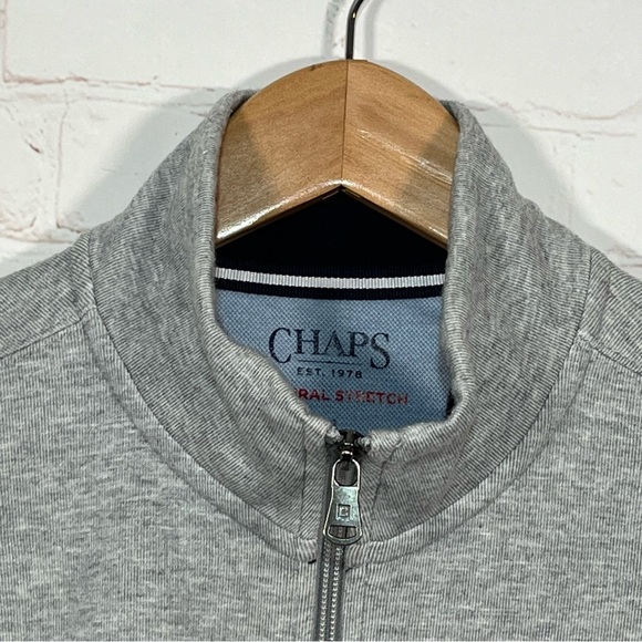 Chaps 1/4 Zip Mock Neck Sweatshirt Mens Size Medium Gray Embroidered - Picture 3 of 9